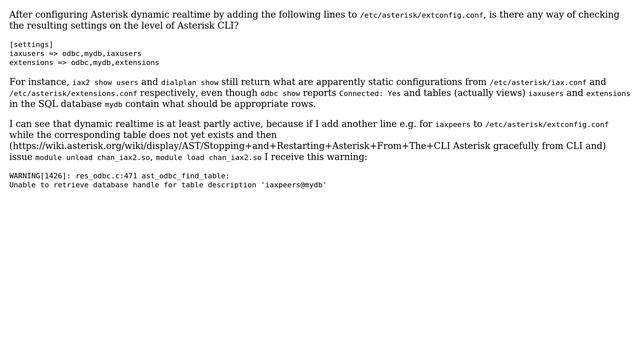 Check Asterisk dynamic realtime (ARA) configuration with CLI смотреть онлайн