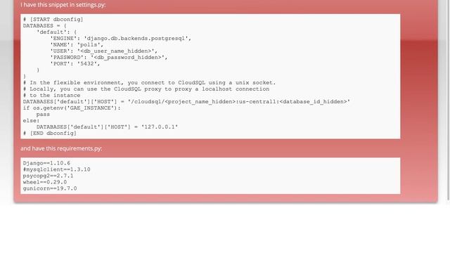 Error connecting Django to Google CloudSQL Postgres database in Google App Engine смотреть онлайн