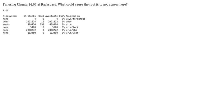 DevOps & SysAdmins: Linux 'df' command not showing root filesystem? смотреть онлайн