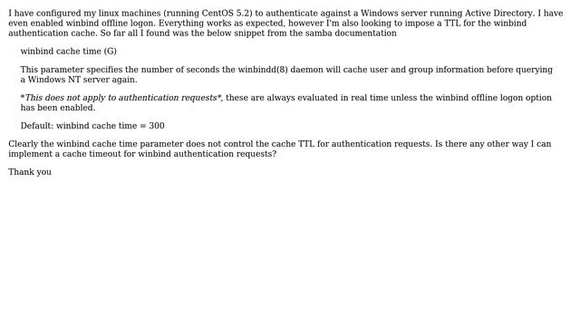 Linux - How to control Winbind Authentication cache timeout смотреть онлайн