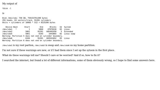 Warning: Partition X does not end on cylinder boundary. Should I care/how to fix? смотреть онлайн