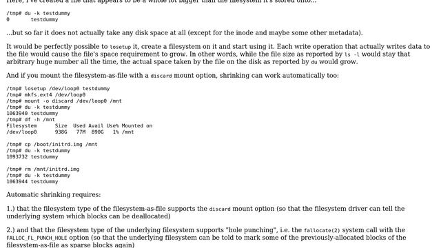 Unix & Linux: Is it possible to make a dynamically risizing filesystem-as-file? (3 Solutions!!) смотреть онлайн
