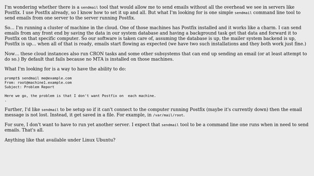 Is there a Linux package on Ubuntu that offers a sendmail tool which can forward the message... смотреть онлайн