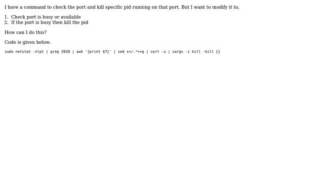 Ubuntu: How to write a shell script to check port and kill it? смотреть онлайн
