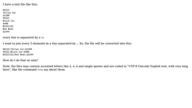 Unix & Linux: joining a text file in groups of 3 entries (2 Solutions!!) смотреть онлайн