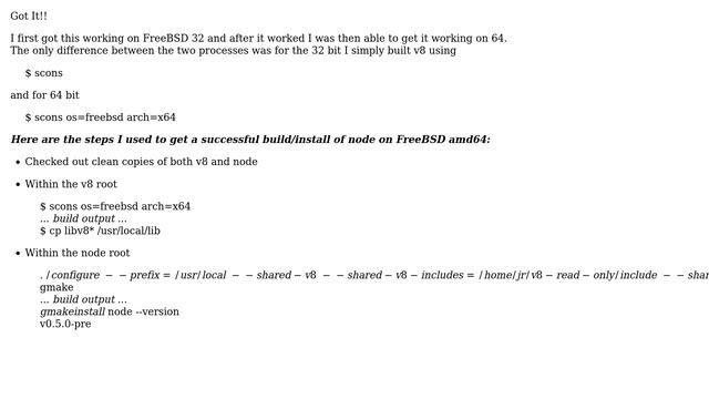 Getting Node.js 0.4.2 to build/install on FreeBSD 8.2 amd64 (4 Solutions!!) смотреть онлайн