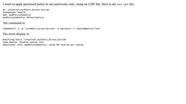 Unix & Linux: Error during applying password policy with ldapmodify смотреть онлайн