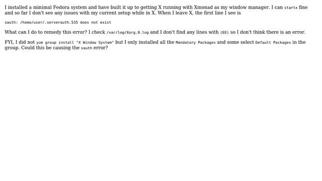 Should I be concerned with the error xauth: /home/user/.serverauth.535 does not exist? смотреть онлайн
