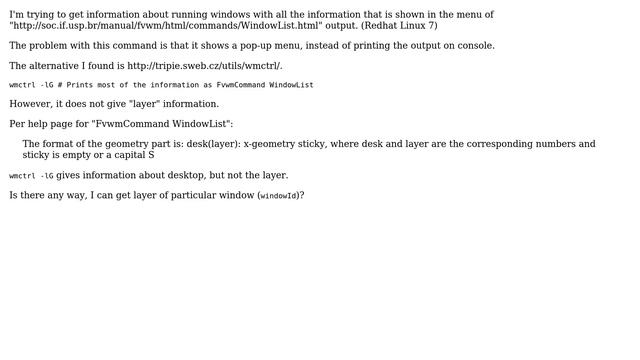 Unix & Linux: FvwmCommand WindowList - get layer information смотреть онлайн