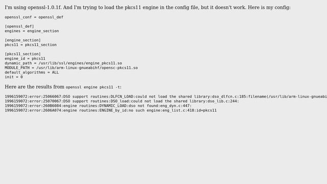 Unix & Linux: openssl does not load engine from config file смотреть онлайн