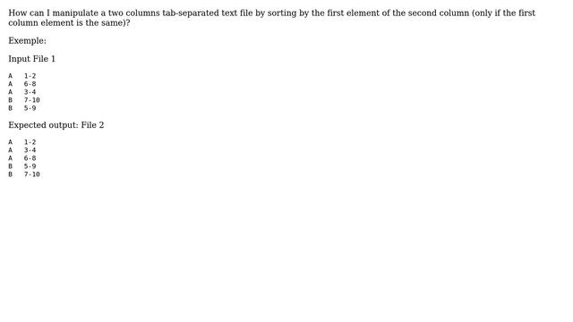Unix & Linux: Sorting file by first and then second column смотреть онлайн