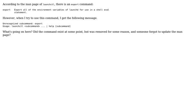 Apple: `launchctl export` command not working? смотреть онлайн