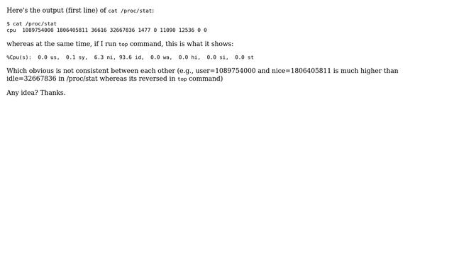 Linux: /proc/stat info is not consistent with top command смотреть онлайн