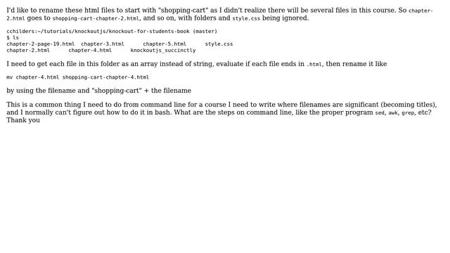 rename files using each file as a param on ubuntu command line смотреть онлайн