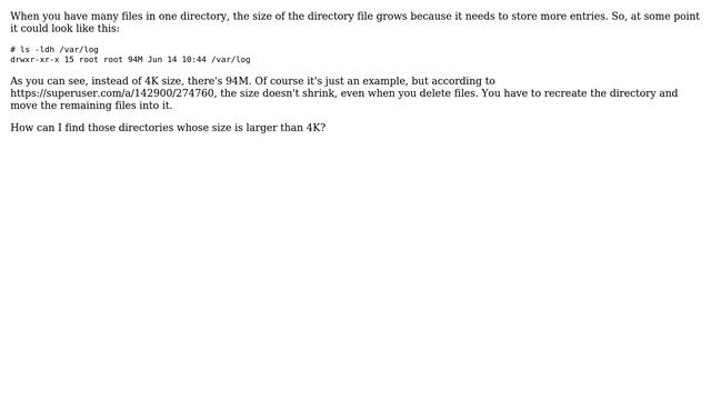 Unix & Linux: How to find directories whose size is greater than 4K? смотреть онлайн