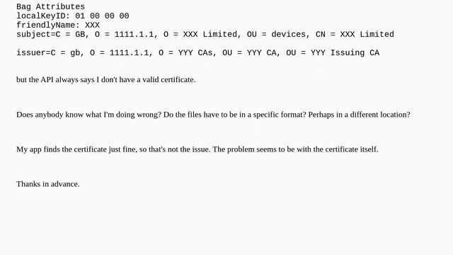 Can't get .pfx file to work on Linux смотреть онлайн
