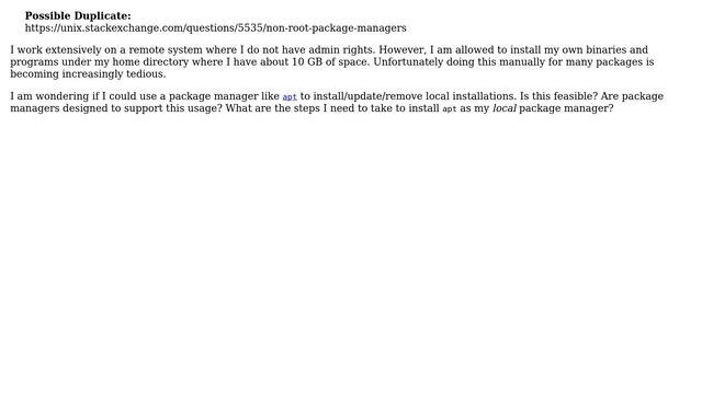 Unix & Linux: Package managers for local installations under home directory смотреть онлайн