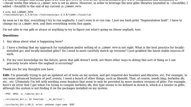 Unix & Linux: Locally-installing glibc-2.23 causes all programs to segfault смотреть онлайн