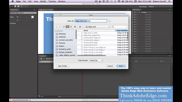 Adobe Edge tutorial Dreamweaver animation jquery text techniques create a starter html5 webpage смотреть онлайн
