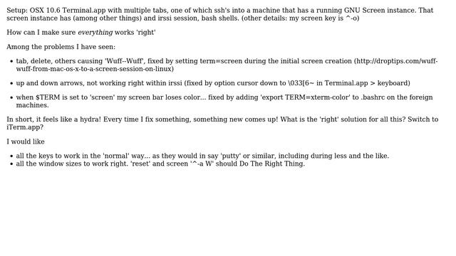 GNU Screen and Mac Terminal interaction woes смотреть онлайн