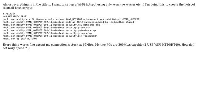 Unix & Linux: How do I set up a hotspot 802.11n with nmcli? смотреть онлайн