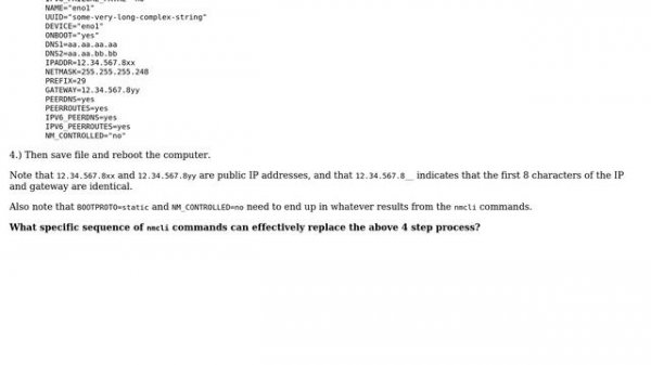 nmcli commands for static IP networking in CentOS 7