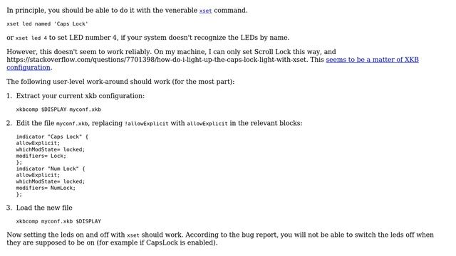 Unix & Linux: Change the status of the keyboard leds, from within an X session, without root access смотреть онлайн