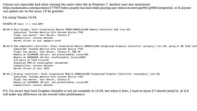 Ubuntu: Should I install Intel Graphics Installer for Intel Mobile GM965/GL960 смотреть онлайн