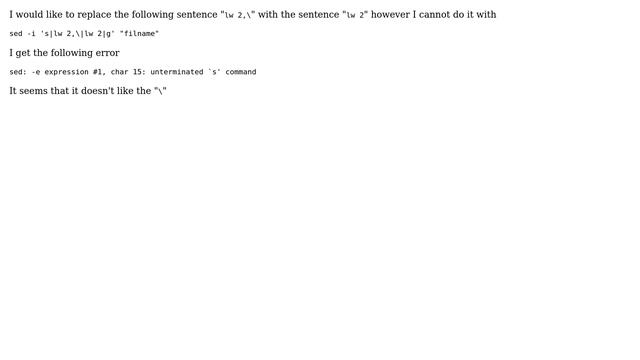 Unix & Linux: replace specific characters containing "" character with sed смотреть онлайн