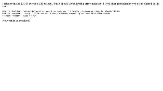 Ubuntu: LAMP server couldn't be installed using tasksel смотреть онлайн
