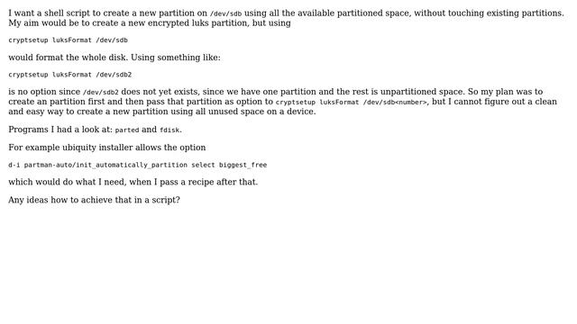 Ubuntu: Command-line: Create new partition using the largest continuous free space смотреть онлайн