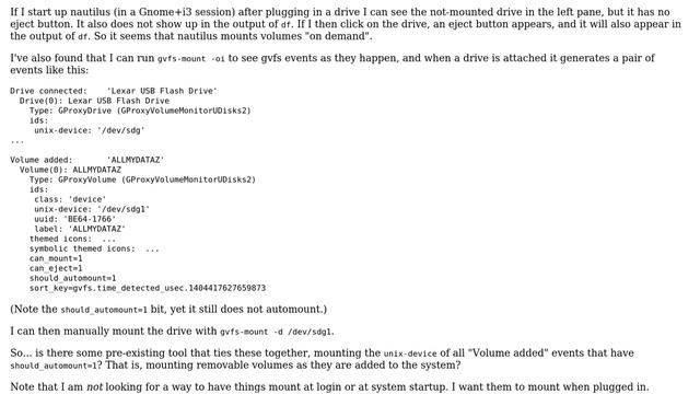 Ubuntu: How to get gvfs to automount removable devices when not using Unity or Gnome Shell? смотреть онлайн