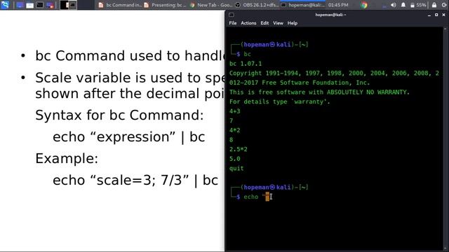 bc commend in Linux(Working with decimal numbers in BASH) смотреть онлайн