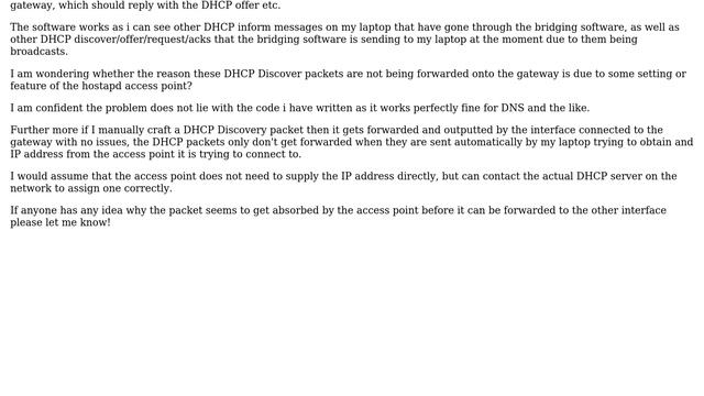 Access Point not forwarding on DHCP packets to gateway to assign IP - Raspberry Pi Bridge смотреть онлайн