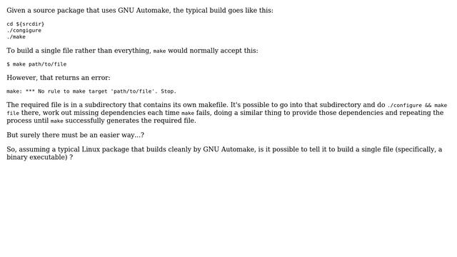 Unix & Linux: How to build a specific file from a GNU Automake package? (2 Solutions!!) смотреть онлайн