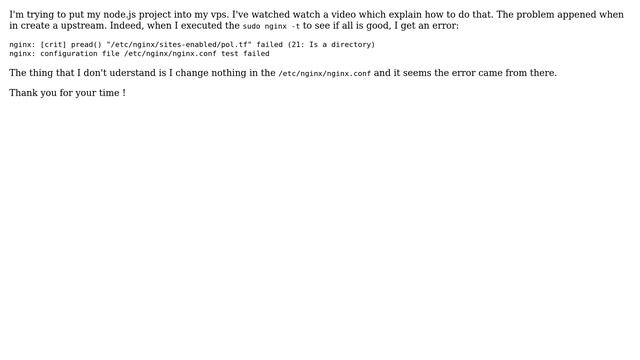 DevOps & SysAdmins: Nginx proxy configuration error: [crit] pread() смотреть онлайн