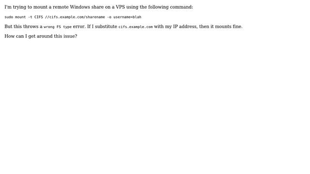 Mounting remote CIFs share using hostname смотреть онлайн