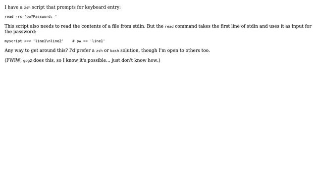Unix & Linux: Read password from keyboard instead of stdin смотреть онлайн