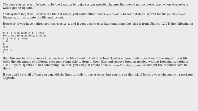 Unix & Linux: openSuse /etc/profile.local file does not exist (2 Solutions!!) смотреть онлайн