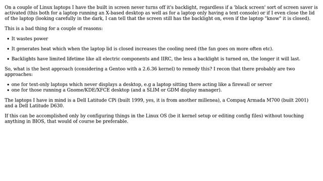 How to make a linux laptop switch off backlight completely when keyboard and mouse is not used? смотреть онлайн