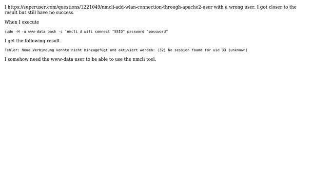 Change wifi connection with network-manager(nmcli) and user www-data смотреть онлайн
