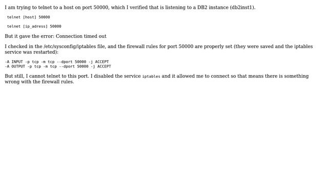 Cannot telnet to listening port and firewall rules смотреть онлайн