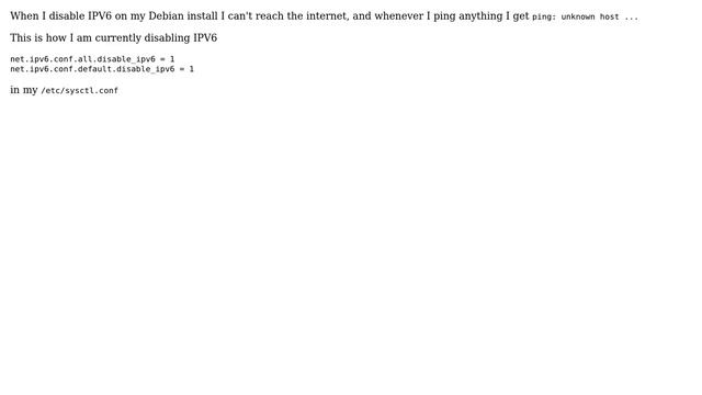 Unix & Linux: Can't ping anything when IPV6 is disabled смотреть онлайн
