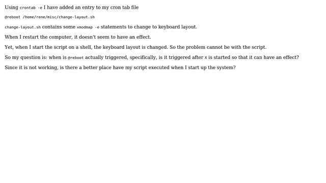 Ubuntu: Is crontab's @reboot entry triggered after X has started? смотреть онлайн