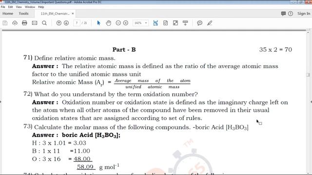 TN | 11th Standard Chemistry - Volume I Important Questions with Answer Key смотреть онлайн