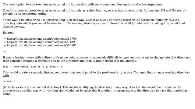 Unix & Linux: $ find -exec cd =＞ gives error: =＞ find: cd : No such file or directory смотреть онлайн