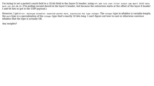 DevOps & SysAdmins: nftables: Set packet mark from raw payload смотреть онлайн