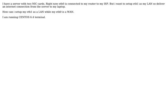 Wo Network Cards. How To Setup One Lan And One Wan On Server
