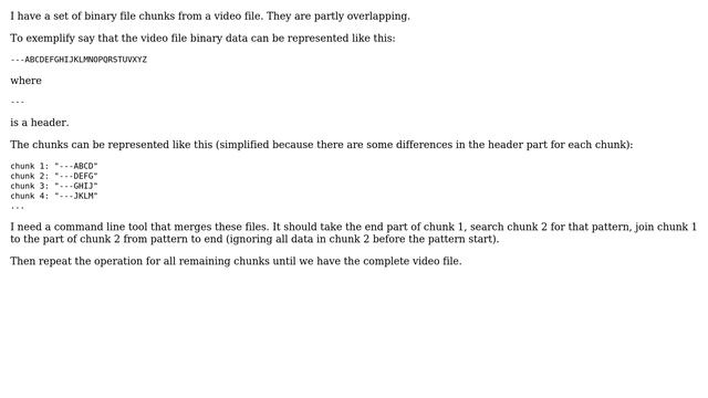 Command line merge a sequence of overlapping binary file chunks in Win or Linux (3 Solutions!!) смотреть онлайн