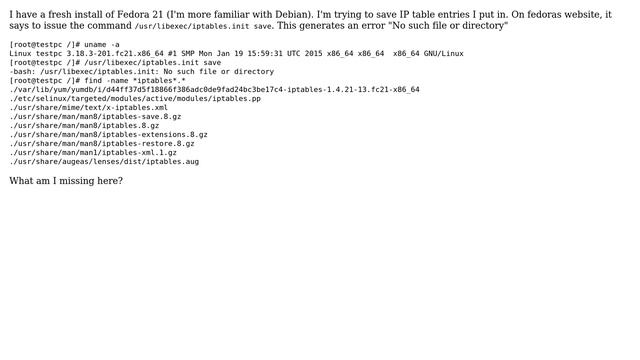 Cannot figure out how to save iptables on Fedora 21 смотреть онлайн
